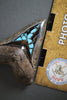 Megalodon Shark Tooth with Turquoise Pyrite Inlay