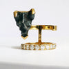 Bull's Head Ring - Sikhote Alin Meteorite and Diamonds set in Gold