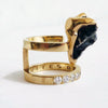 Bull's Head Ring - Sikhote Alin Meteorite and Diamonds set in Gold