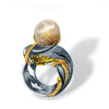 Gorgona's Dream Ring - Brown Carribean Conch Pearl and Diamonds