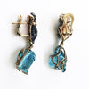 M32 Earrings - Aquamarine and Sikhote Alin Meteorite set in Gold