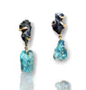 M32 Earrings - Aquamarine and Sikhote Alin Meteorite set in Gold