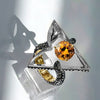 Soul Ring - Garnet, Black Diamonds, and Crystal set in Gold