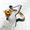 Soul Ring - Garnet, Black Diamonds, and Crystal set in Gold