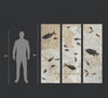 Large Fossil Fish Triptych, 80" x 78"
