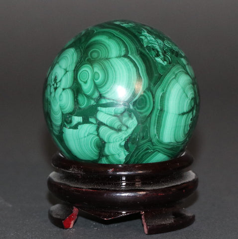 Polished Malachite Sphere - 1.32 lbs, 2.73"